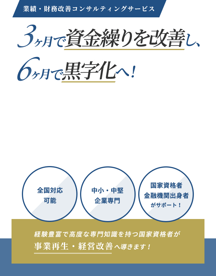 3ヶ月で資金繰りを改善し、6ヶ月で黒字化へ